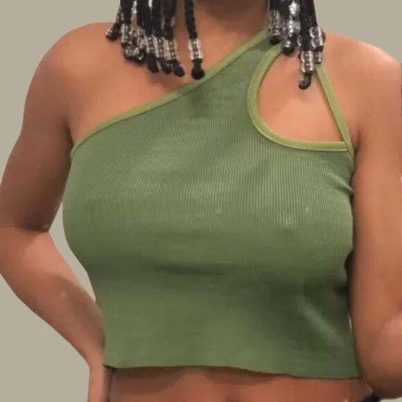 Green cross sleeveless camisole top - Picture 1 of 6